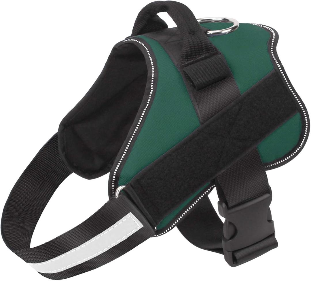 Dog Harness, No-Pull Reflective Dog Vest, Breathable Adjustable Pet Harness with Handle for Outdoor Walking - No More Pulling, Tugging or Choking (Dark Green, M)