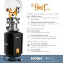 Moen Host Series Garbage Disposal for Kitchen Sink with Power Cord, Control Activation, Sound Reduction, GXB75C