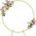 Wokceer Round Backdrop Stand 5FT Circle Balloon Arch Frame Circle Backdrop Stand Gold Round Arch for Wedding Birthday Party Bridal Shower Anniversary Event Ceremony Decoration