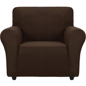 ZNSAYOTX Super Stretch Chair Slipcover Universal Sofa Chair Covers for Living Room Dogs Pet Furniture Protector Spandex Armchair Slipcovers with Anti Slip Foam Sticks (Coffee, Chair) (Small (30"-47"))