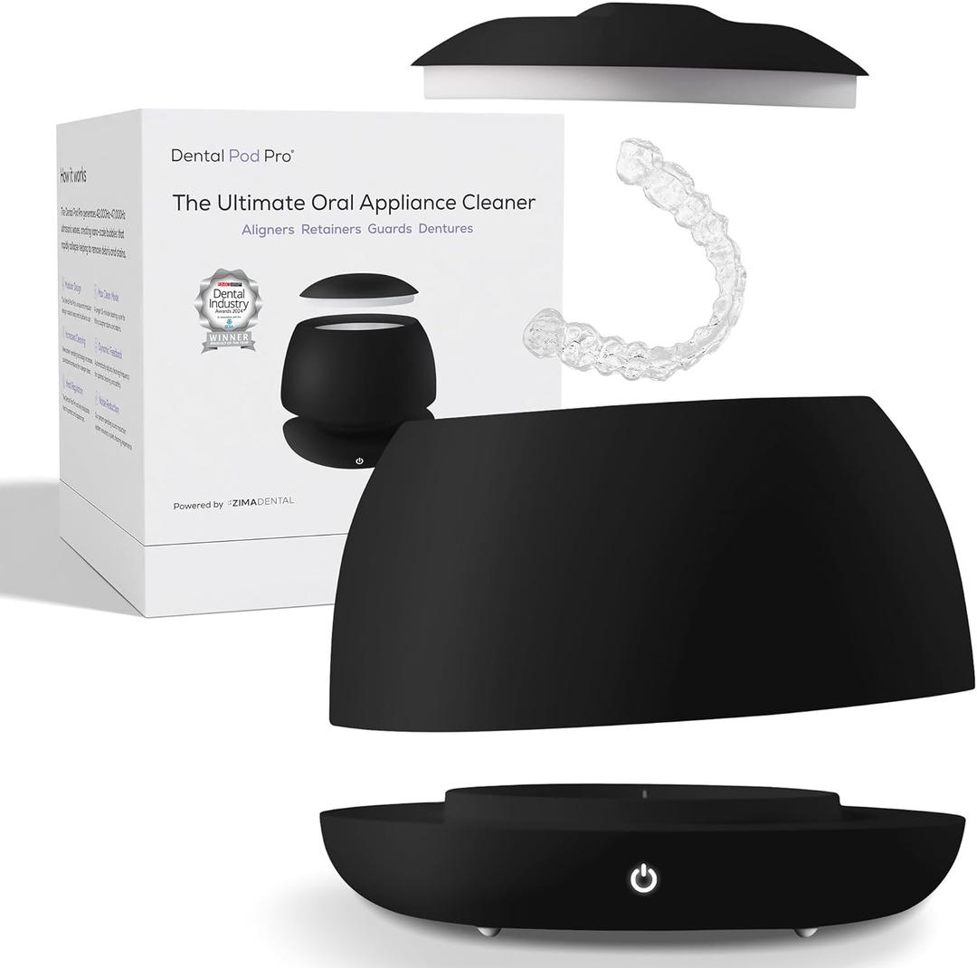 Zima Dental Pod PRO: New Ultrasonic Retainer Cleaner Machine. Market-Leading, Best Aligner Cleaner, Nightguard Cleaner, Mouthguard Cleaner, Denture Cleaner, Ultrasonic Cleaner for Oral Dental Care (Jet Black)