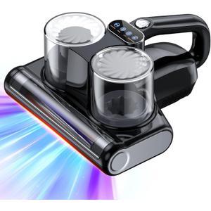 Mattress Vacuum Cleaner, 16Kpa Bed Vacuum Cleaner with 253.7nm UV-C Light & Heating & Ultrasonic Quintuple Tech & 30000 RPM/Min Brushroll Rotation, 500W, Corded