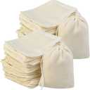 Tayfremn 200Pcs Cotton Drawstring Bags, Reusable Muslin Bag Natural Cotton Bags with Drawstring Produce Bag Bulk Gift Jewelry Pouch for Party Wedding Home Storage, Natural Color (4 x 3 Inches)