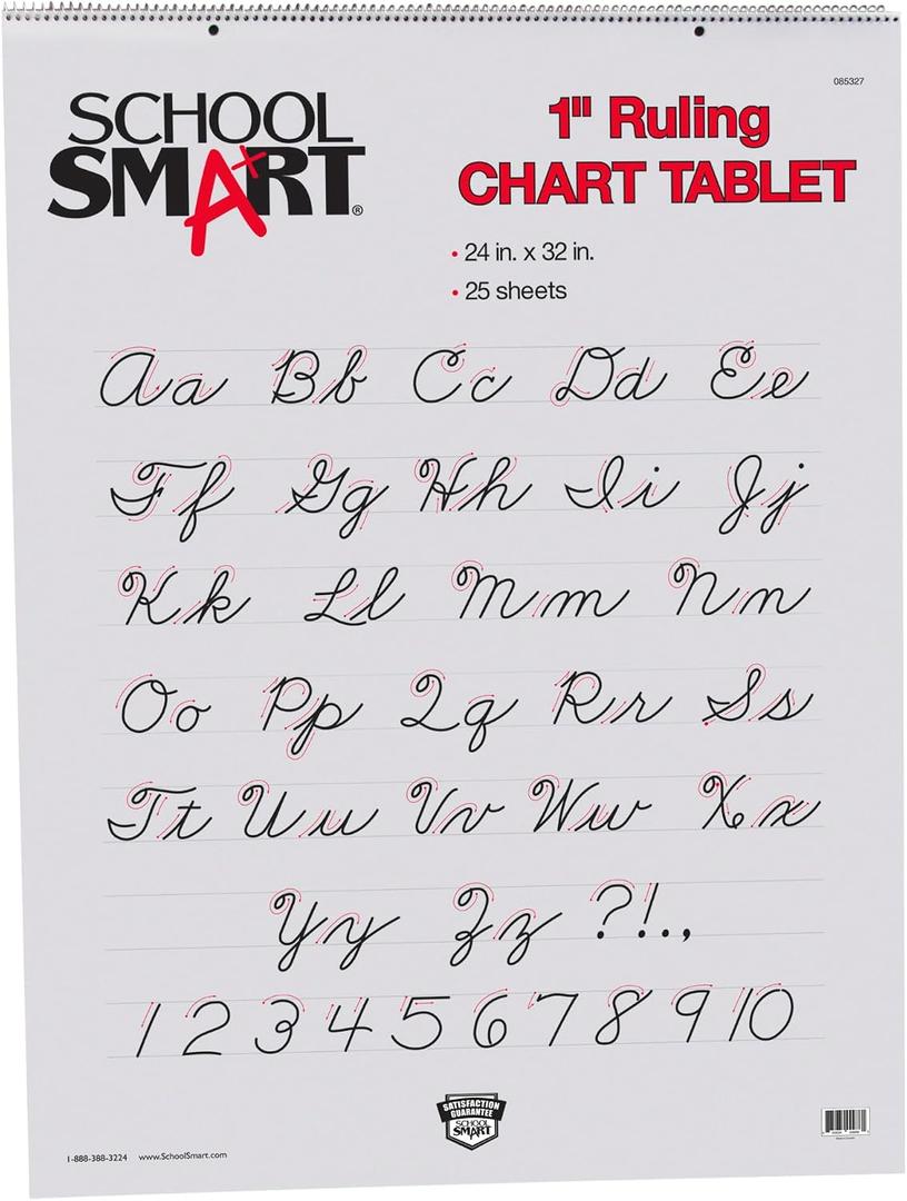School Smart Chart Paper Pad, 32 x 24 Inches, 1 Inch Rule, 25 Sheets