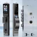 3D Face Recognition Door Lock with Lockbody, Video Smart Lock with Camera&Doorbell, Front Door Keyless Entry Lock, WiFi&Tuya APP Control/Fingerprint/IC Card/Password/Keys