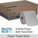 Pacific Blue Basic Recycled Paper Towel Rolls by GP PRO (Georgia-Pacific), White, 26601, 800 Feet Per Roll, 6 Rolls Per Case
