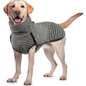 ROZKITCH Dog Winter Coat Soft Pullover Pajamas, Pet Windproof Warm Cold Weather Jacket Vest Cozy Jumpsuit Apparel Outfit Clothes for Walking Hiking Travel Sleep Stripe 3XL