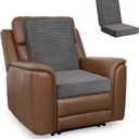 HIGOGOGO Corduroy Recliner Chair Cushion with Lumbar Support Pillow Soft Non-Slip 4" Thick Seat Pad Prevent Buttocks & Back Pain in Seniors (Grey, 21" Backrest)