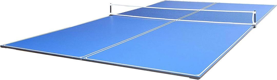 JOOLA Ping Pong Conversion Top with Net Set for Billiard and Pool Tables - Regulation Top Converts Billiards into Ping Pong Table - Includes Foam Padding for Protection - Steel Frame Option (Blue)