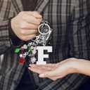 2 x Initial Letter Keychains for Women Cute Star Heart Strawberry Car Keychain for Wallet Backpack Bag