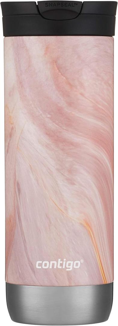 Contigo Huron Stainless Steel Travel Mug with SNAPSEAL Lid, 20oz. (20oz (Pack of 1), Pink Marble)
