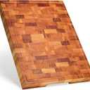 SHUMARU Mahogany End-Grain Wood Cutting Board  16.5x12.6x1.6" Butcher Block | Handmade in Bali - Silky-Smooth, Juice Groove, KnifeFriendly, Ergonomic Grips & NonSlip Feet