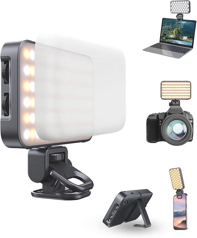 Rechargeable Selfie Light, Clip Fill Light for Phone Laptop Tablet Portable Light for Video Conference Live Streaming Zoom Call Makeup Picture (Black)