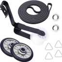 Dryer Repair Kit Ken-more Series 70 80 90 500 600 Whirl-pool WED4815EW1 WED4800BQ1 Ama-na NED4655EW1 NGD4655EW2 WED4800XQ1 Drum Roller kit with Idler Pulley and Belt.