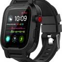 Waterproof Case for Apple Watch Series 6/5/4/SE 44mm, iWatch Protective case + Soft Watch Band + Built-in Screen Protector, Full Body Shockproof Anti-Scratch Rugged Protective Case (Black, 44mm)