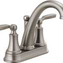Delta Faucet Woodhurst Centerset Bathroom Faucet, Brushed Nickel 2-Handle Bathroom Faucet, Delta Bathroom Sink Faucet, Metal Push-Pop Drain Assembly, Stainless 2532LF-SSMPU