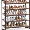 SONGMICS Shoe Rack, 5-Tier Shoe Organizer, Metal Shoe Storage for Garage, Stackable Shoe Shelf, with Adjustable Flat or Angled Shelves, 20-25 Pairs, Bronze ULMR05A