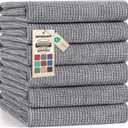 Mordimy Premium Kitchen Towels 6 Pack (18 x 28 Inches, Grey), Large Cotton Kitchen Hand Towel, Flat & Terry Dish Towels for Drying Dishes, Super Absorbent Tea Dishtowels Set with Hanging Loop