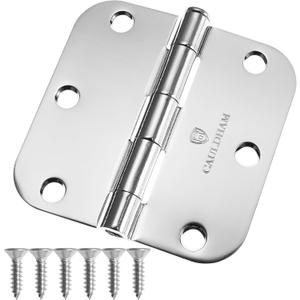 Cauldham (12 Pack) Heavy-Duty 3-1/2" Interior Door Hinges with 5/8" Radius Corners - Polished Chrome