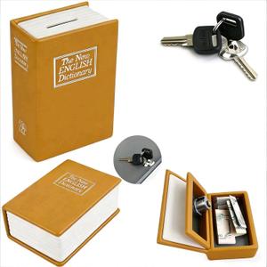 Book Safe with Key Lock for Gambler, Winners Bank Portable Safe Casino Money Pocket Sized Cash Box with 2 Keys and Storage Bag (Coffee color)