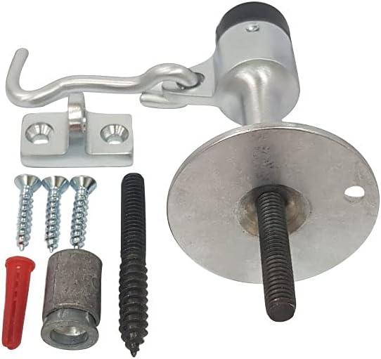 QCAA Solid Brass Door Stop, 4" Height, Satin Chrome, 1 Pack