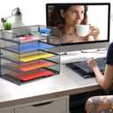 Legal/A4 5 Tier Paper Organizer,Paper Tray Holder for Desk,Letter Size File Holder/Sorter,File Folders Shelf Organizer for Office,School,Home,Solid Steel,Mesh,Sturdy,Leakproof,Large Capacity