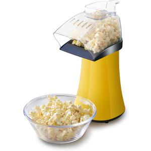 Elite Gourmet Fast Hot Air Popcorn Popper, 1300W Electric Popcorn Maker with Measuring Cup & Butter Melting Tray, Oil-Free, Great for Home Party Kids, Safety ETL Approved, 4-Quart, Yellow