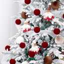 RoseCraft 30PCS Burgundy Velvet Christmas Ball Ornaments Set, 60MM/2.3Inch Shatterproof Flocked Ornament for Christmas Tree Hanging Holiday Valentine's Day Party Xmas Decorations.