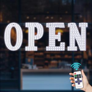 40" x 14" Large LED Open Sign with Remote Control High Bright Visibility Business Signs 14 Mode Electric Display Sign Suitable for Shop, Bar, Hotel, Retail and Restaurant (White)
