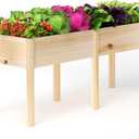MIXC 72L X 23W Raised Garden Bed Outdoors with Legs, Elevated Reinforced Wooden Large Planter Box for Backyard, Patio, Balcony w/Divider Panel, 6 Legs, 300lb Capacity