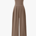 ANRABESS Women Jumpsuit V Neck Spaghetti Strap Wide Leg Jumper Romper 2025 Summer Dressy Casual One Piece Outfit with Pocket Coffee Medium