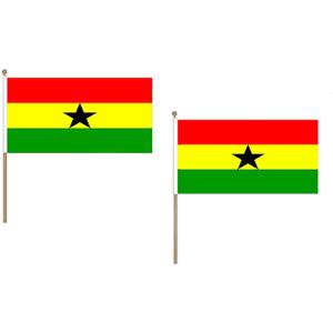 Ghana Flag 12'' x 18'' wood stick - Ghanaian flags 30 x 45 cm - Banner 12x18 in with pole - AZ FLAG