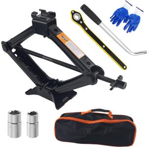 Car Scissor Jack Kit with Lug Wrench & Ratchet Wrench,2T Car Jack Kit for Cars Lifting & Tire Changing, Heavy Duty Scissor Jacks for Cars Tools Lift Range from 3.93" to 15.35"