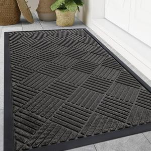 Smiry Front Door Mats For Inside, Low Profile Heavy Duty Outdoor Doormats, Non Slip Dirt Trapper Entryway Mat, 47x32, Grey
