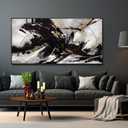 Black Wall Art Abstract Wall Decor for Living Room Framed Wall Art Canvas Art Grunge Artwork Large Office Pictures for Men 24x48