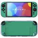 PlayVital Protective Case for Nintendo Switch 2 with Extra Stand & Thumb Grip Caps | Split Design, Dockable Hard Cover Shell for Nintendo Switch 2 | Solid Color Series, Chameleon Green Purple