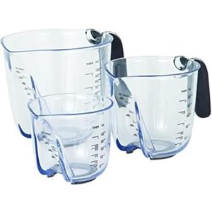 KitchenAid Universal Easy View Angled Measuring Cups, Set Of 3, Clear with Black Handles