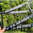 2Pcs Car License Holder for U.S. Air Force License Plate Frames Black Aluminum License Plate for United States Air Force 12.5 x 6.5 USAF License Plate Holder