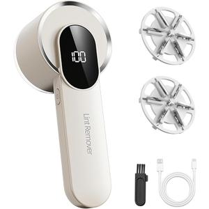 Fabric Shaver, Electric Sweater Shaver with 2 Extra Replaceable Stainless Steel Blades, Digital LED Display, USB Rechargeable, Lint Remover for Clothes, Couch, Furniture, Fuzz, Lint Ball, Pillings