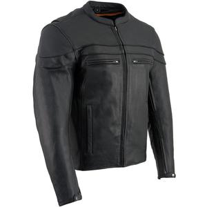Milwaukee Leather SH1408 Men's Sporty Crossover Vented Black Motorcycle Leather Scooter Jacket (3X-Large)