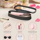 Soimeat Clear Travel Makeup Brush Holder, Leather Makeup Brush Toiletry Bag, Portable Cosmetic Brush Case, Transparent Waterproof Makeup Brush Storage Bag, Black, Large
