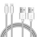 MFi Certified Charger Cable[2 Pack, 6.6 Feet] Metal Braided USB Cable with Insulation Coated Steel Jacket, Strong & Fast Charging Data Transfer Cord Compatible with iPhone/iPad