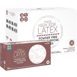 ASAP Thick High Risk Latex Powder Free Industrial Multi-Purpose Gloves, 12 inch Extended Cuff, Disposable, 14 mil, Dark Blue (XX-Large - Case of 500)