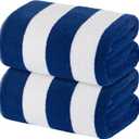 Genovega Cotton Oversized Beach Towel - Extra Large 40"X70" Plush Thick Pool Towel, XL Fluffy Multi Blue Beach Towels Stripe Swimming Towel for Adults Mens Women 6 Pack