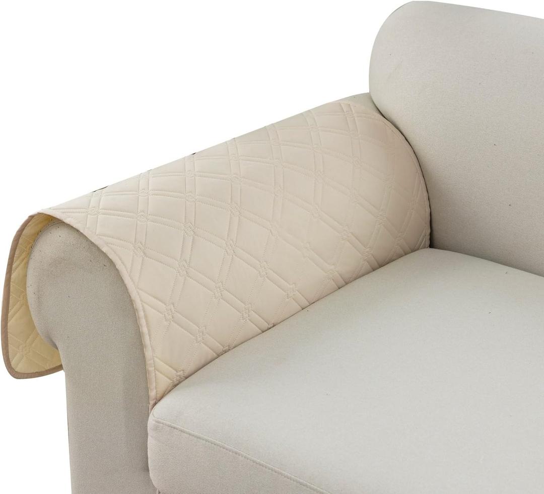 Genina Sofa Armrest Cover, Anti-Slip Armchair Slipcovers for Dogs Cats Pet, Water Resistant Couch Arm Cover for Backrest Recliner Loveseat, L Shaped Sofa, 23.6 x 27.5 Inches（2 Pieces）