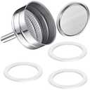 Moka Express Replacement Funnel Kit, 3 Packs Gasket Seals, 1 Stainless Steel Funnel with 1 Pack Stainless Filter (9-Cup)
