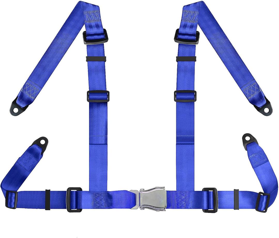Yakitoko Universal 4 point Safety Harness Set 2" Fits Go Kart,UTV,ATV,Racing Blue