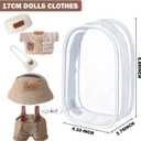 Soulchen 3 Pcs 17cm Clothes Set(No Doll) Hat & Overalls Set Knitted Clear Protective Case for Doll Exquisite Accessories