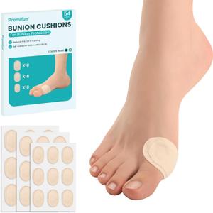 Bunion Pain Relief Pads to Wear with Shoes - 54 ct Bunion Cushion - Moleskin Protect Feet for Men and Women - Water-Resistant Self-Stick Adhesive (Multi-Size)