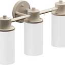 Moen DN0763BN Iso 3-Light Dual-Mount Bath Bathroom Vanity Fixture with Frosted Glass, Brushed Nickel